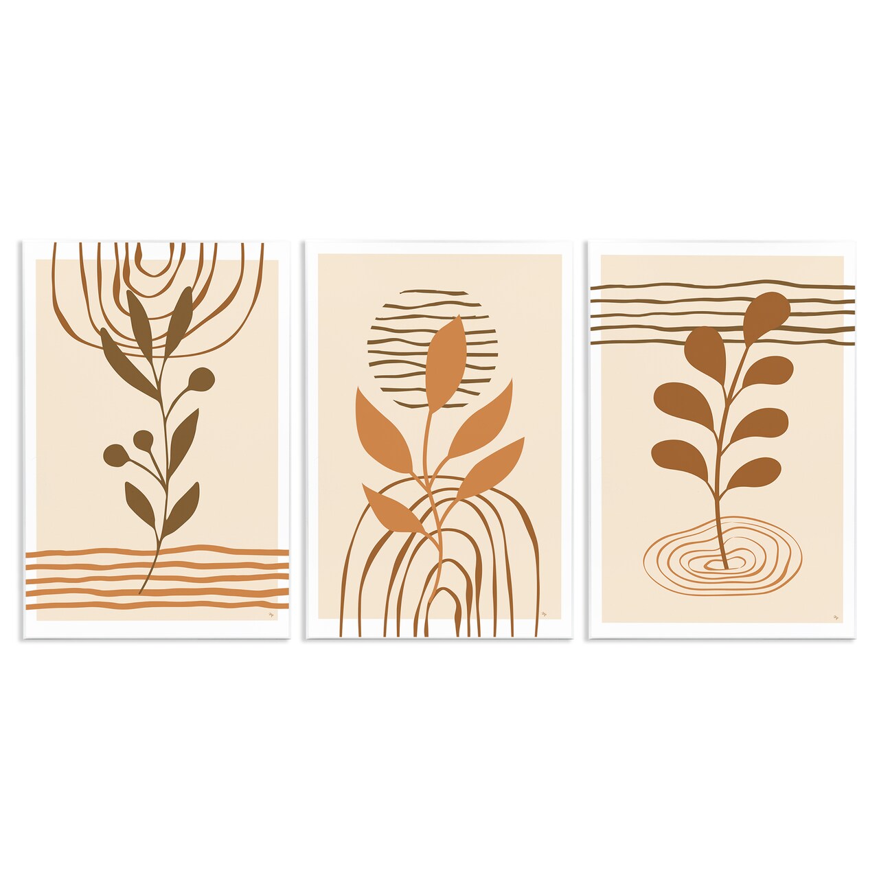 Stupell Industries Boho Sprigs & Line Patterns 3pc Wall Plaque Art Set Design by Martina Pavlova